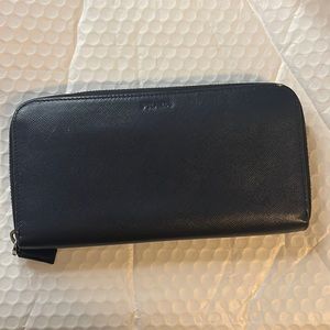 Prada zip up wallet trifold wallet with 16 card slots and coin zip up inside